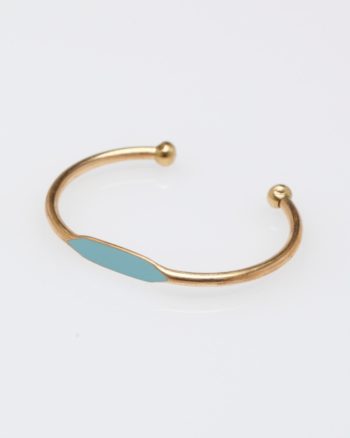 Sky Blue Hand Painted Brass ID Bracelet