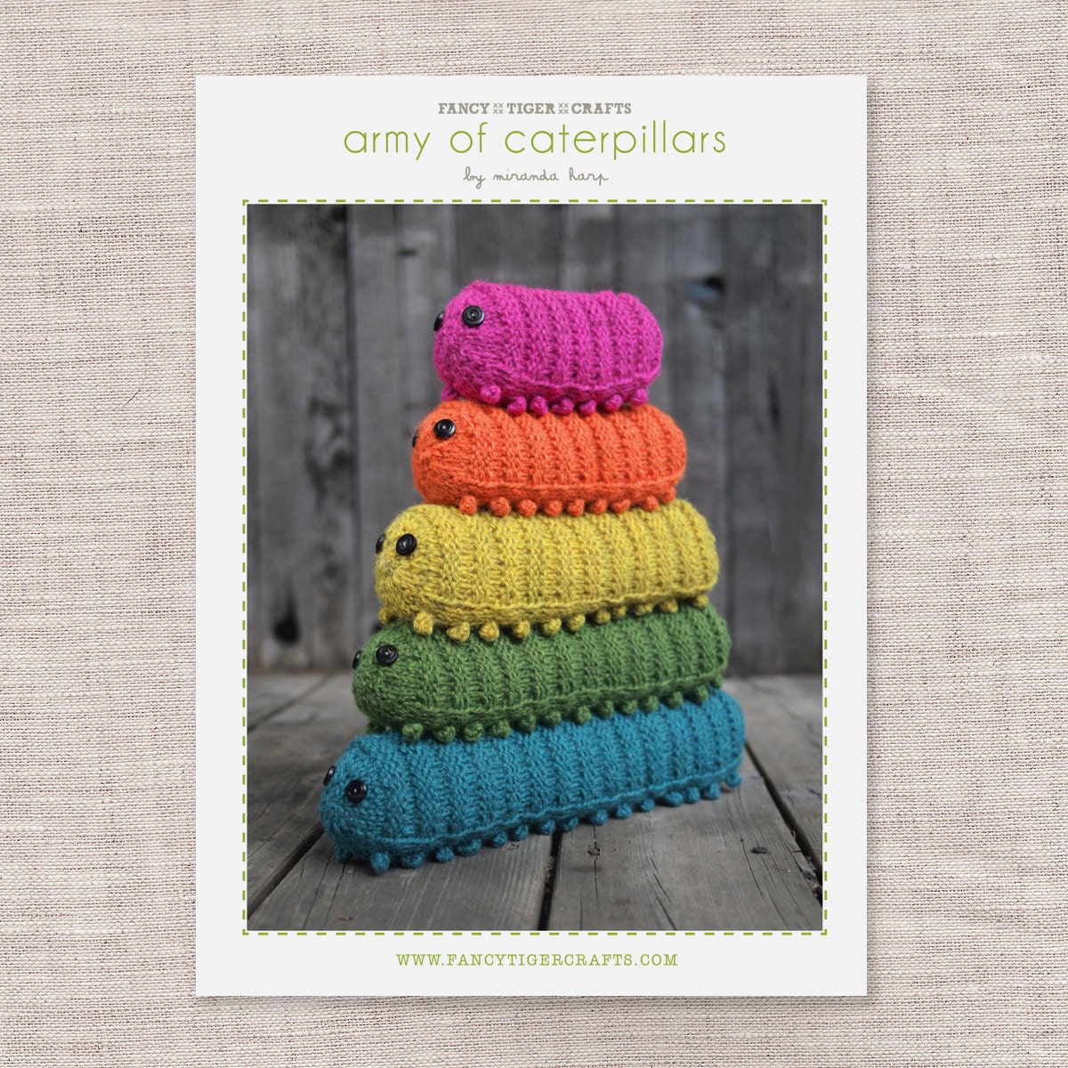 Army Of Caterpillars Knitting Pattern by Miranda Harp of Fancy Tiger (PDF)