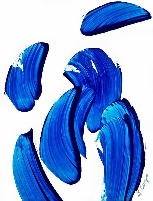 Blue White Painting Abstract Art Minimalist Minimal Minimalism Simple High Contrast Pure Water 275 Sharon Cummings Artist