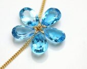 Swiss Blue Topaz Flower Necklace Jewelry