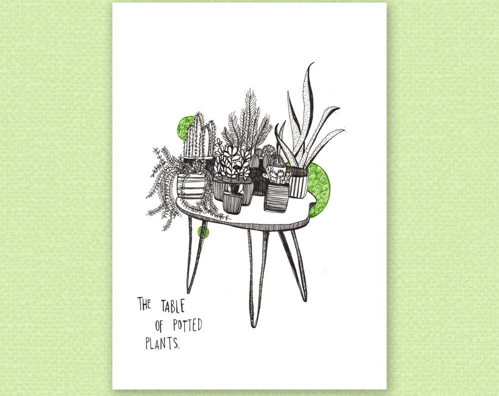 table of potted plants - A4 giclée art print
