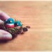 Mini Felted Bluebird Mama and Baby In Nest