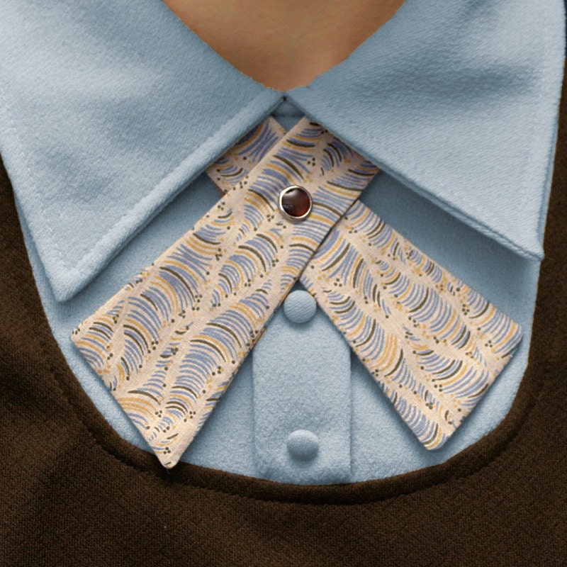 Womens Neck Tie - Mustard, Blue and Brown