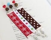 Mini Ribbon Bookmark Trio Set of 3 Book Thongs - Key Charms