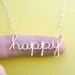 happy necklace (sterling silver wire word necklace)