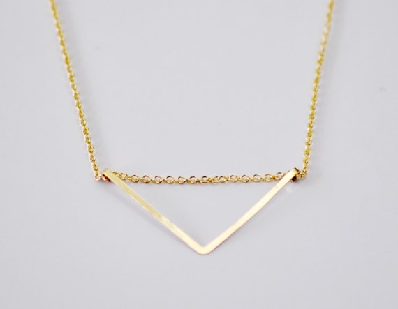 Gold fill chevron - small gold v necklace - minimalist modern jewelry - women gift under 40