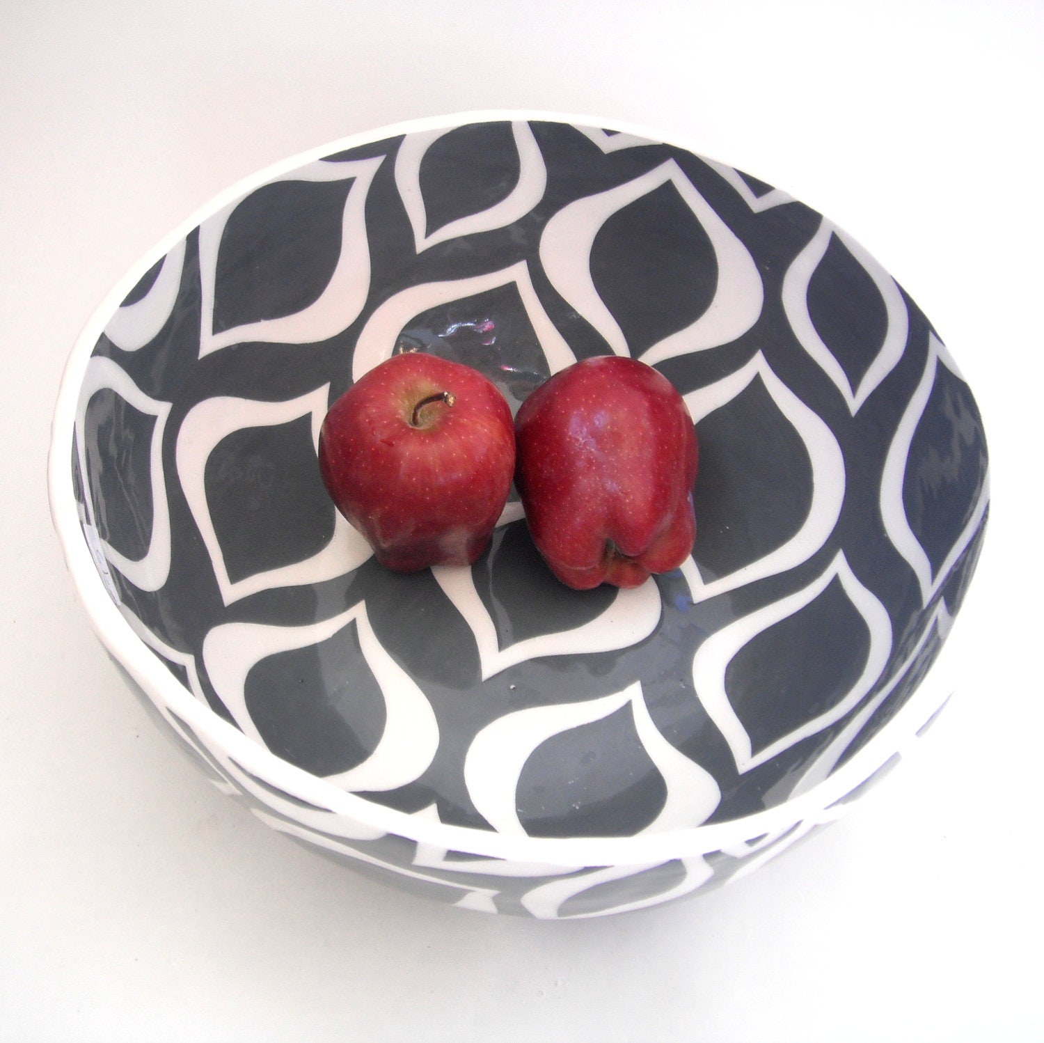Steel Grey Mod Pattern Serving Bowl - MADE TO ORDER