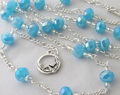 Mermaid Light Blue Faceted Glass Beads Necklace