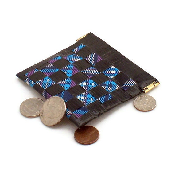 Duct Tape Coin Purse - Blue Plaid