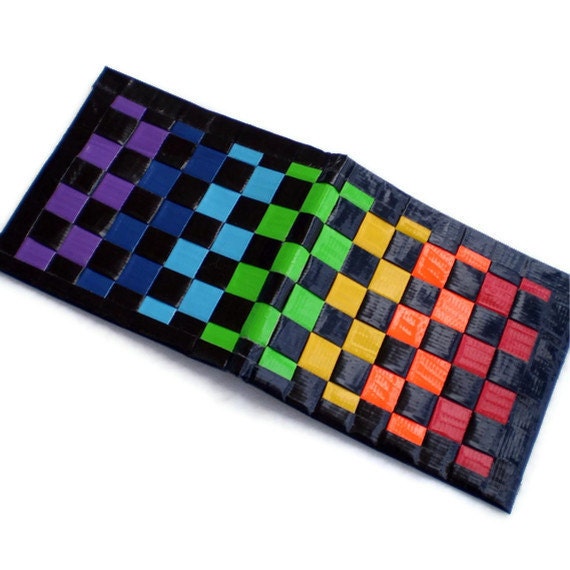 Duct Tape Wallet - Rainbow with Red Interior