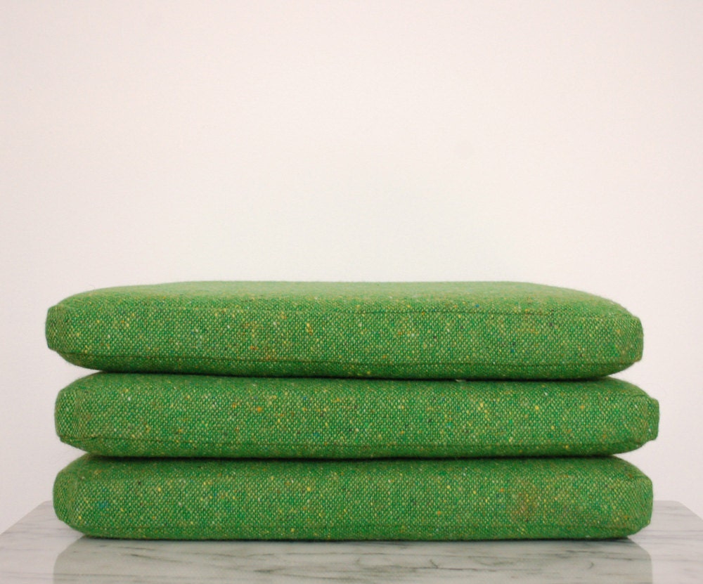 mid century modern cushions green set of three