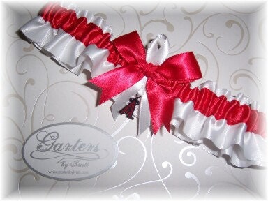 Handmade Wedding Garter with Anaheim Angels charm Toss Satin w-rwr