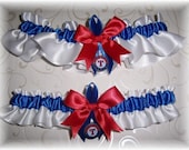 Handmade Wedding Garter Set  with Texas Rangers charms Satin w-rrr