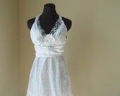 Moonlight Wedding Dress Simple Beach Rustic Garden Fairy Bride Handmade Short Wispy Bridal Gown