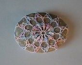 Wedding, Table Decoration, Crochet Lace Stone, Home Decor, Nature, Art, Original, Handmade, Collectible, Art Object, Small, Oval