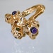 Salt and Broom Cast Gold Nugget Ring with Amethyst