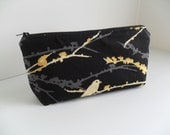 Large Cosmetic Makeup Bag - Bridesmaid Gifts - Joel Dewberry Aviary Sparrow in Black