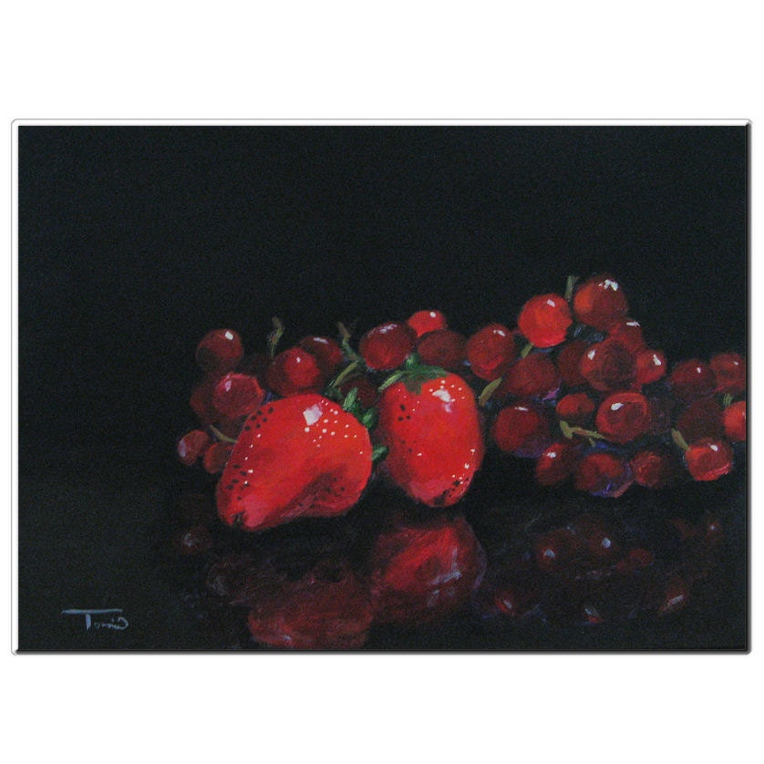 Strawberries and Grapes  5" x 7" Original Painting on Ampersand Gessobord by Torrie Smiley
