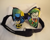 Pre tied Adjustable bow tie made with Batman/Joker fabric