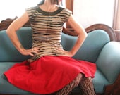 Piano and Strings - iheartfink Handmade Hand Printed Striped Womens Artistic Top T Shirt Blouse