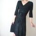 Somewhere In the Night - Made to Order - iheartfink Handmade Hand Printed Womens Artistic Black on Black Wrap Dress