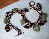 Flower Charm Bracelet, Blackberry Blossoms and Copper Charm Bracelet, FREE Shipping U.S.