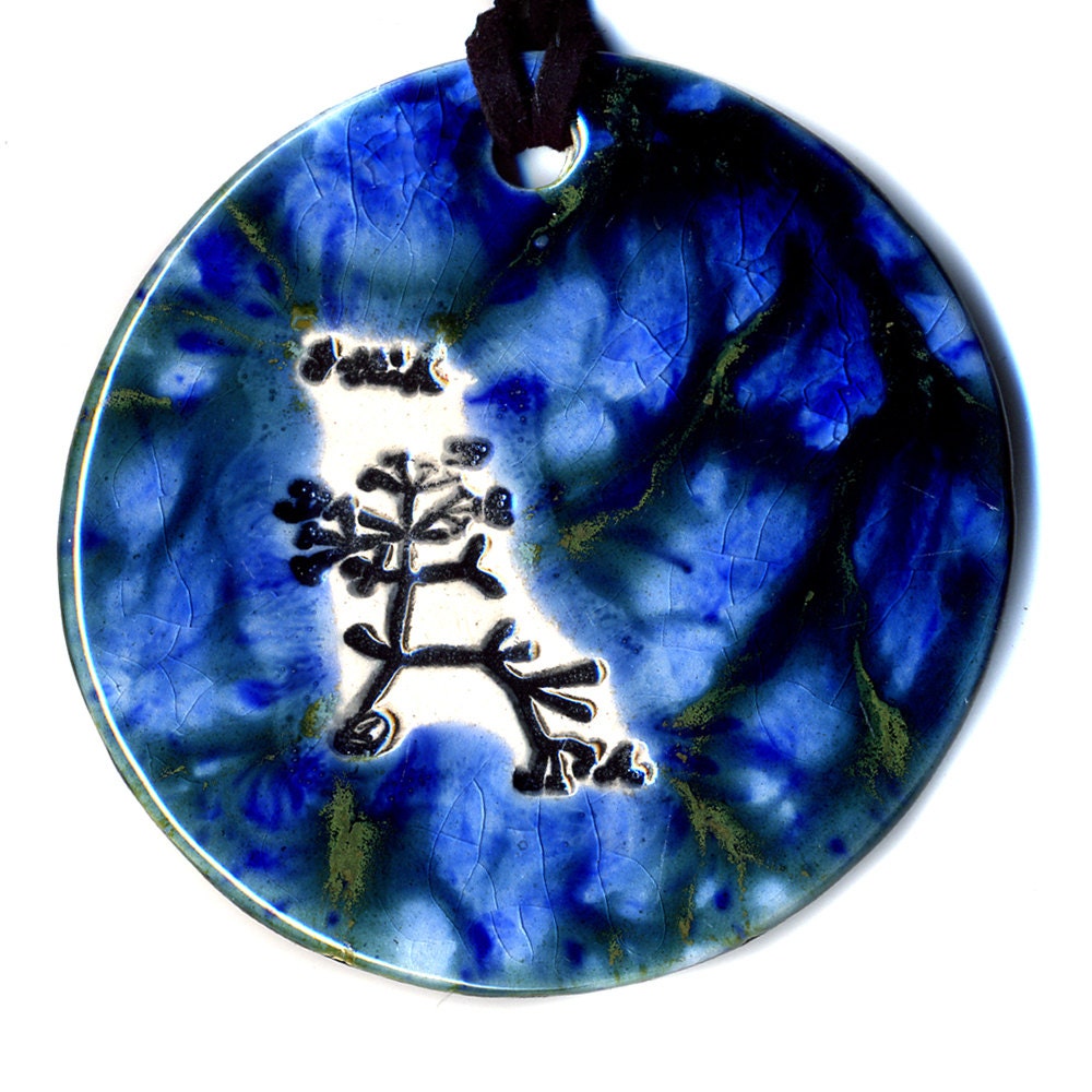 Darwin Tree Ceramic Necklace in Blues Large