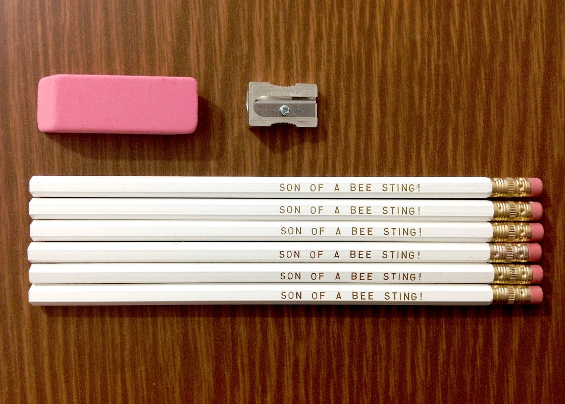 Son of a Bee Sting Will Ferrell Inspired Humorous White Pencil 6 Pack