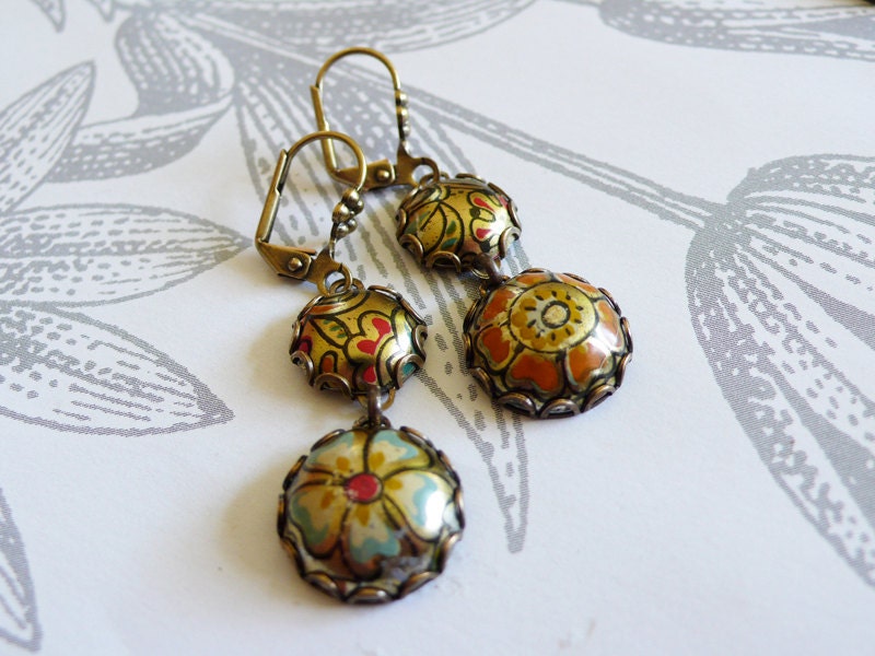 tango - vintage tin and brass earrings
