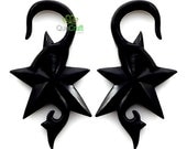 STAR Organic Horn Gauge Earrings 1 Pair Handmade