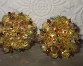 Vintage glass bead earrings Aurora Borealis