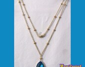 Blue Crystal Necklace Princess Mercury gold tone Sailor Moon cosplay