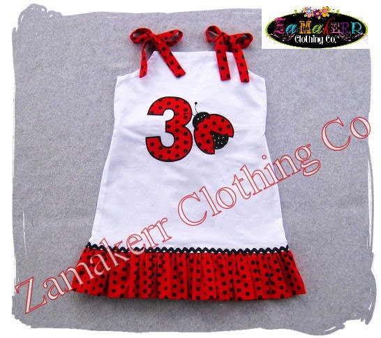 Ladybug Birthday Party Dress - Girl Lady Bug - Infant Toddler Baby Girl Size 3, 6, 9, 12, 18, 24 month, 2, 2t, 3t, 3, 4, 4t, 5, 6, 7, 8