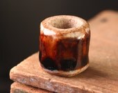 Chunky large hole stoneware ceramic bead Rich Brown