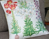 Pillow Cover"Handmade Vintage Botanical Print Gorgeous Slight Sheen 15x15