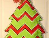Chevron Christmas Tree Burlap Door Hanger Decoration HUGE