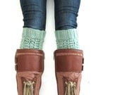Knitted Boot Cuffs - Mint Knit Boot Cuffs - Leg Warmers - Mint - Boot Toppers - Knit Boot Socks