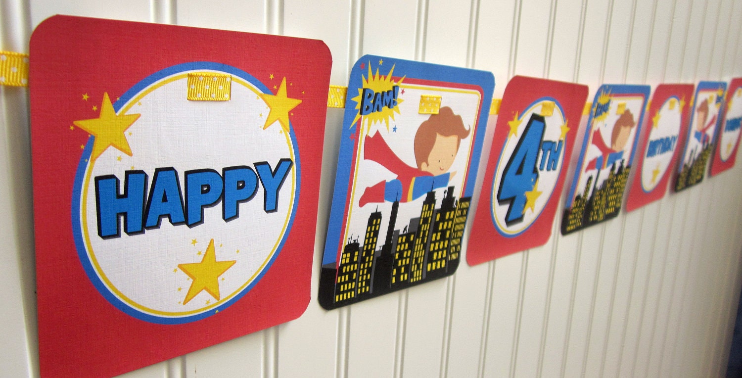 NEW -Superhero - Happy Birthday Banner