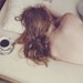 On Your Side approx 18x13cm / 5x7 inch, glossy fine art photo print - solitude, morning, awake, bed, coffee, tea, redhead, fpoe