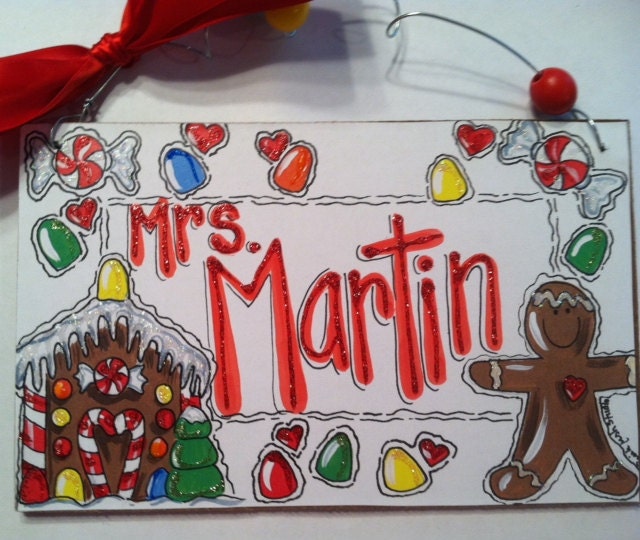 Hand personalized cute gingerbread christmas sign