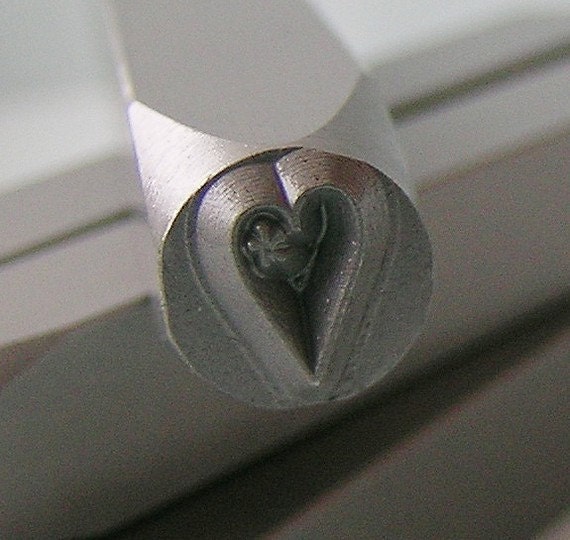 SALE  Primitive Country Heart Steel Jewelry Stamp