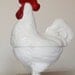 Vintage Westmoreland Standing Rooster - Candy Dish - Covered Dish - Marked - Milkglass - Milk Glass