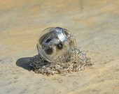 Handmade Lampwork Glass Bead -Mini- large hole hollow- silvered cored -   SRA B54