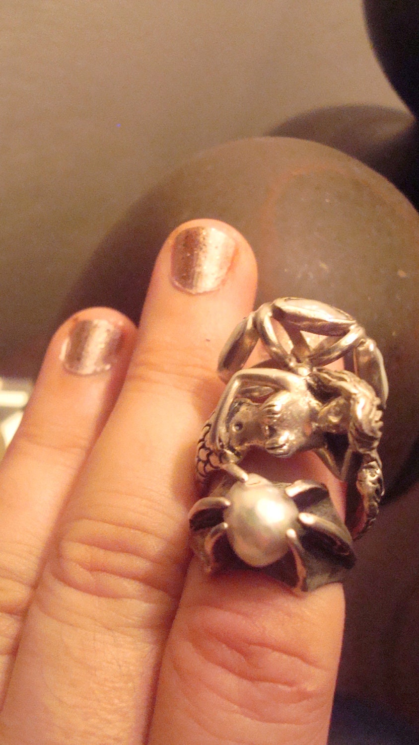 Free Shipping Set of 2 Opulence Sterling Baroque and Freshwater Ring Set Mermaids Love Pearls