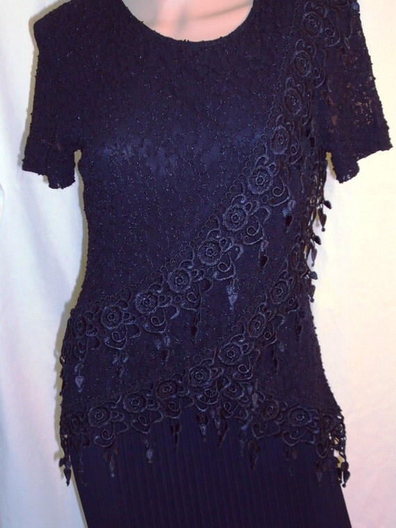SL Fashions Vintage Navy Blue Maxi Dress Holidays Evening & Cruise Wear Size 10