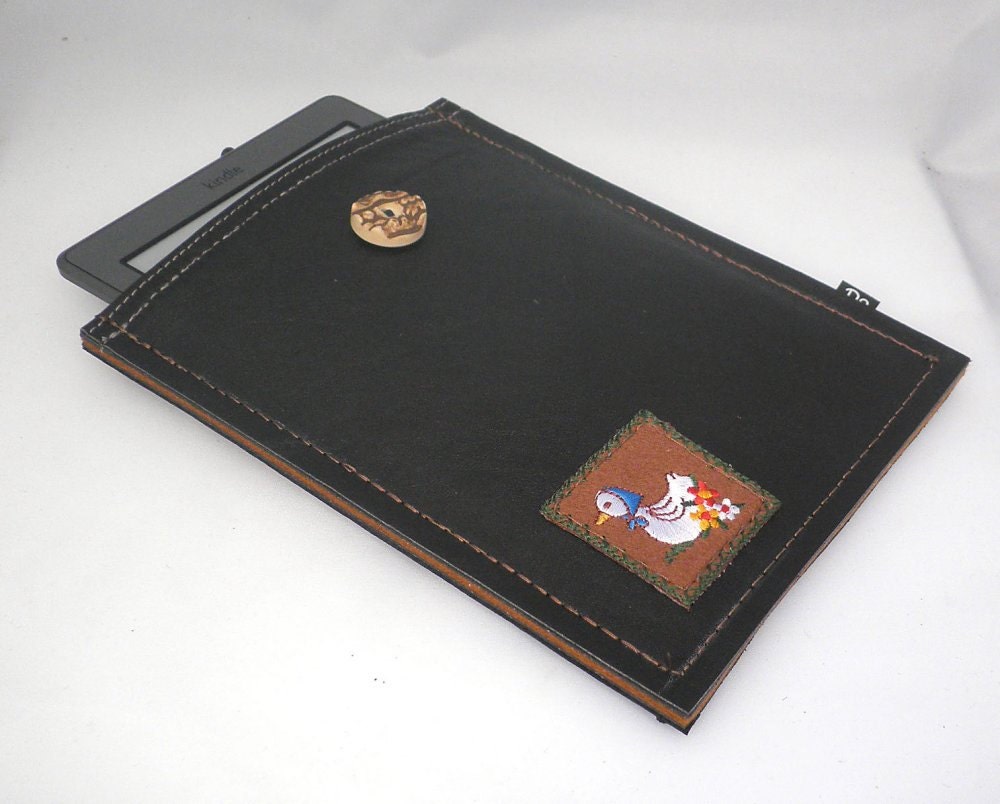 Black Kindle Case - Kindle Cover - Kindle Sleeve - fits many Small Tablets - Bavarian Lederhosen - Recycled Leather Cover