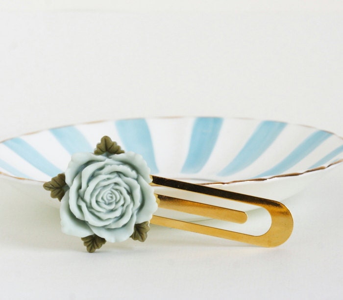 Book Lover Gift - Metal Bookmark - Beautiful Blue Flower Brass Bookmark, Memorial Day Sale