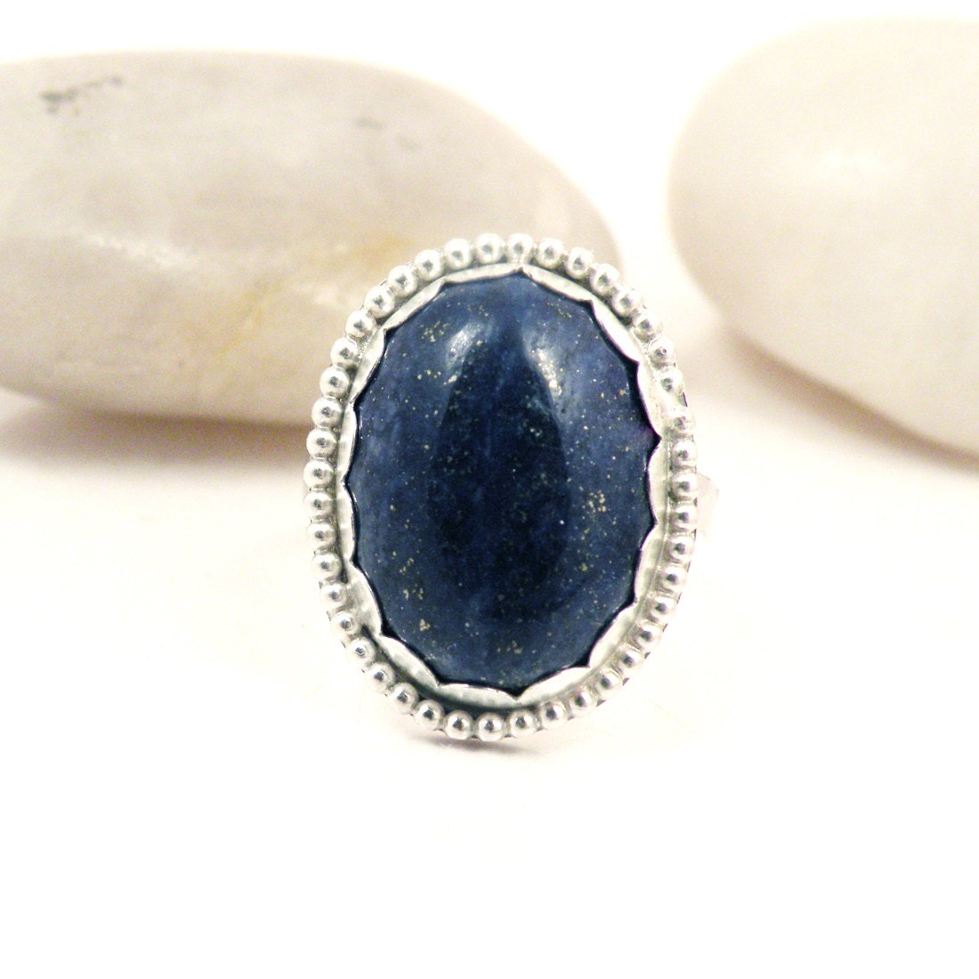 Sterling Silver Ring Blue Lapis Lazuli Jewelry Statement Ring -Size 7 - Constellation Ring
