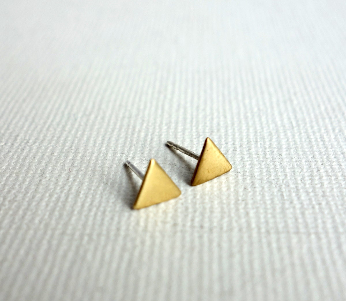 Tiny Brass Triangle Studs