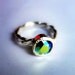 Heavy Sterling Silver Ring with Vintage Green Swarovski Crystal
